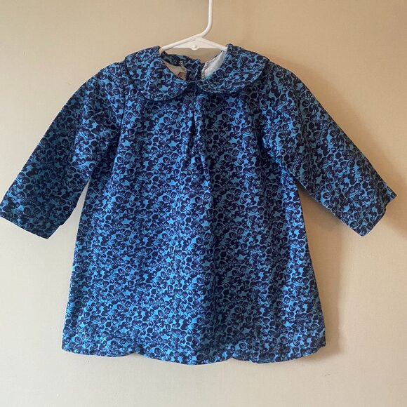 Kayce Hughes Size 2 Toddler Girl Dress Blue Floral Print with Peter Pan collar - Picture 1 of 2